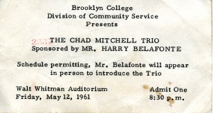 Chad Mitchell Trio Concert Ticket