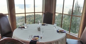 Dinner with a view at Snowbasin's mid-mountain restaurant. Credit: Harriet Wallis