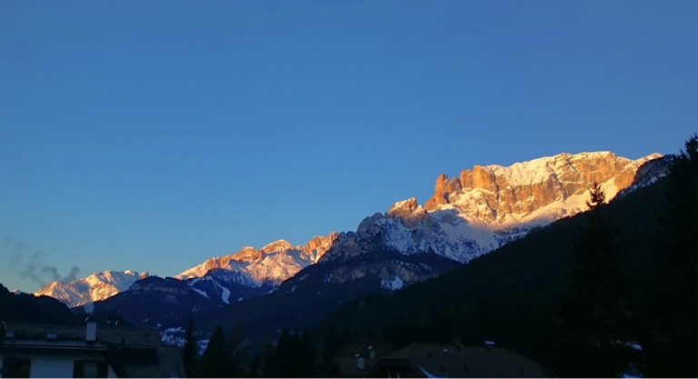 A view from Paolo's hotel room, showing the dolomite rock the region is named for. Credit: Paolo Gaudiano