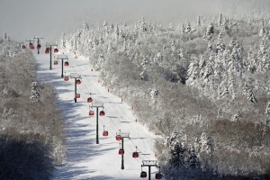 Need a lift blanket? Chairs heading up on a frosty day at Stowe. Credit: Stowe Mountain Resort