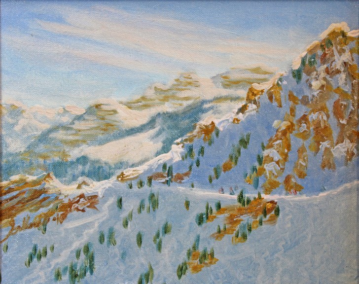 Oil-on-canvas by Judy Calhoun captures the Wasatch.