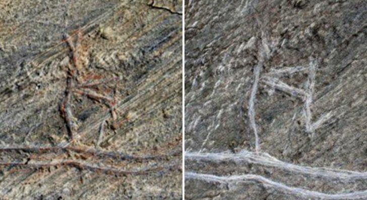 5,000 year old Tromso rock art skier before and after