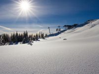 The powdery slopes of Mt. Bachelor await skiers at the top of the new Cloudchaser Express lift. Credit: Jon Tapper