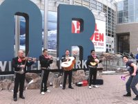 A mariachi band gets people dancing before the Outdoor Retailers show opens.
Credit: Harriet Wallis