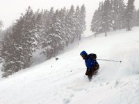 A skier hits the slopes of Powder Keg at Mt. Hood Meadows. 
Credit: John Nelson