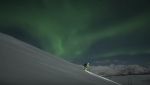 Night skiing under the North Lights