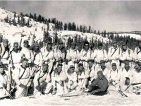 A platoon of the 10th Mountain Division training at Camp Hale, CO. They were one tough bunch; many went on to become ski industry pioneers.