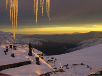 La Parva, Chile, sunset through the icicles. Credit: Casey Earle