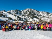 70+ Ski Club group photo. The club ventures to US, European, and this year, New Zealand resorts. Credit: 70+ Ski Club