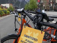 Downtown Banff. Bike rental on Banff Ave. which was closed to traffic this summer for social distancing. Credit: SkiBig3