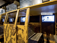 Now in the Park City Museum, this "subway" car used to transport skiers into the mountain, where they would enter an elevator and travel to the base of the Thayne's chair.