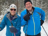 Two folks enjoying the trails at Cross Country Ski Headquarters in Roscommon, MI