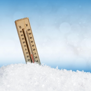 graphic of a thermometer in the snow
