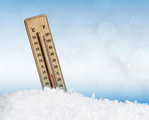 graphic of a thermometer in the snow